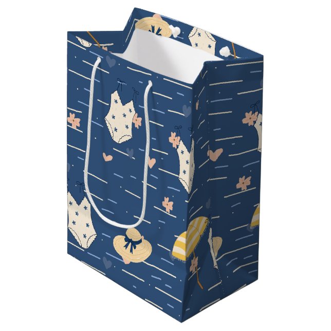 Summer Beach Essentials Pattern (5) Medium Gift Bag (Front Angled)