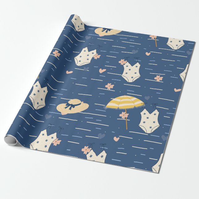 Summer Beach Essentials Pattern (5) Wrapping Paper (Unrolled)