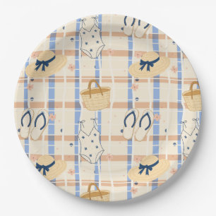 Summer Beach Essentials Pattern (7) Paper Plate