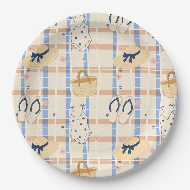 Summer Beach Essentials Pattern (7) Paper Plate (Front)