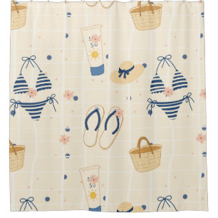 Summer Beach Essentials Pattern (8) Shower Curtain