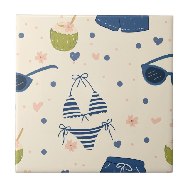 Summer Beach Essentials Pattern (9) Tile (Front)