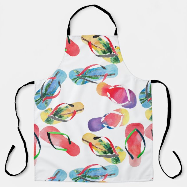 Summer Beach Flip Flops Pattern Apron (Front)