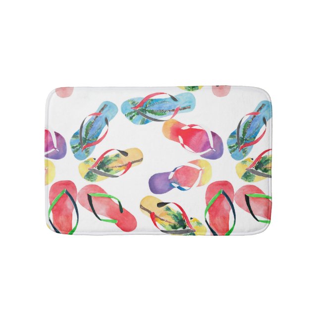 Summer Beach Flip Flops Pattern Bath Mat (Front)