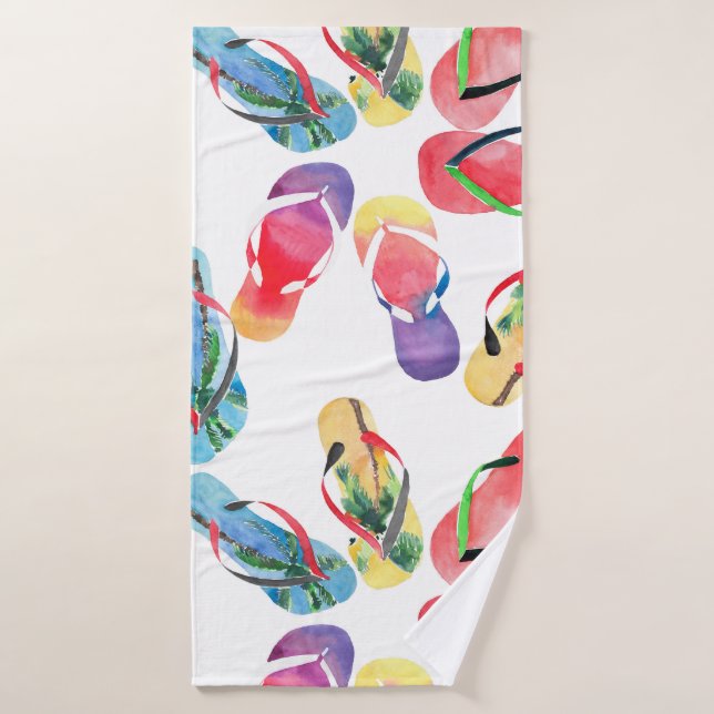 Summer Beach Flip Flops Pattern Bath Towel (Bath Towel)