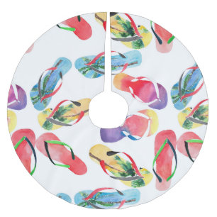 Summer Beach Flip Flops Pattern Brushed Polyester Tree Skirt