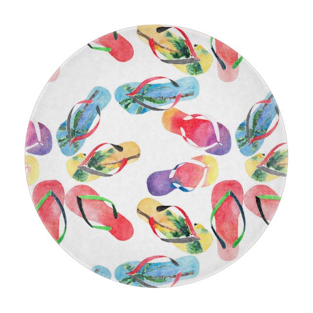 Summer Beach Flip Flops Pattern Cutting Board (Front)