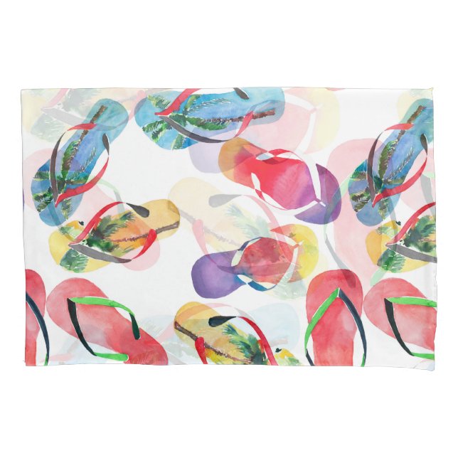 Summer Beach Flip Flops Pattern Pillowcase (Front)