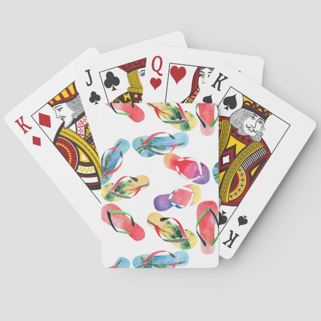 Summer Beach Flip Flops Pattern Playing Cards (Back)
