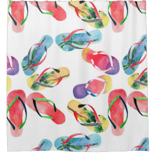 Summer Beach Flip Flops Pattern Shower Curtain