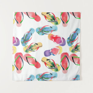 Summer Beach Flip Flops Pattern Tapestry
