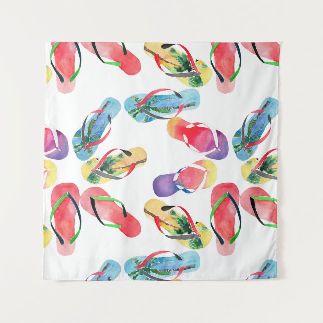 Summer Beach Flip Flops Pattern Tapestry (Front)