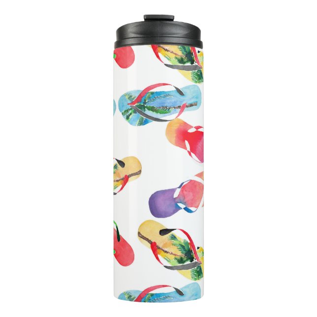 Summer Beach Flip Flops Pattern Thermal Tumbler (Front)