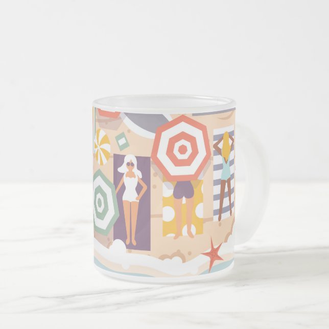 Summer Beach Frosted Glass Coffee Mug (Front Right)