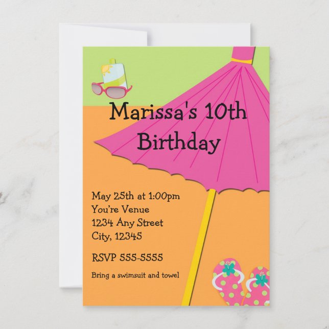 Summer Beach Fun Birthday Party Invitation (Front)