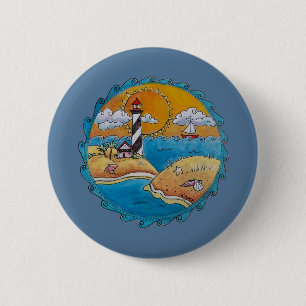 Summer beach fun sunny seashore coastal 6 cm round badge