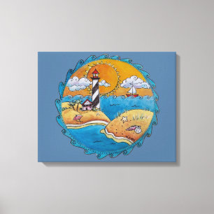 Summer beach fun sunny seashore coastal canvas print