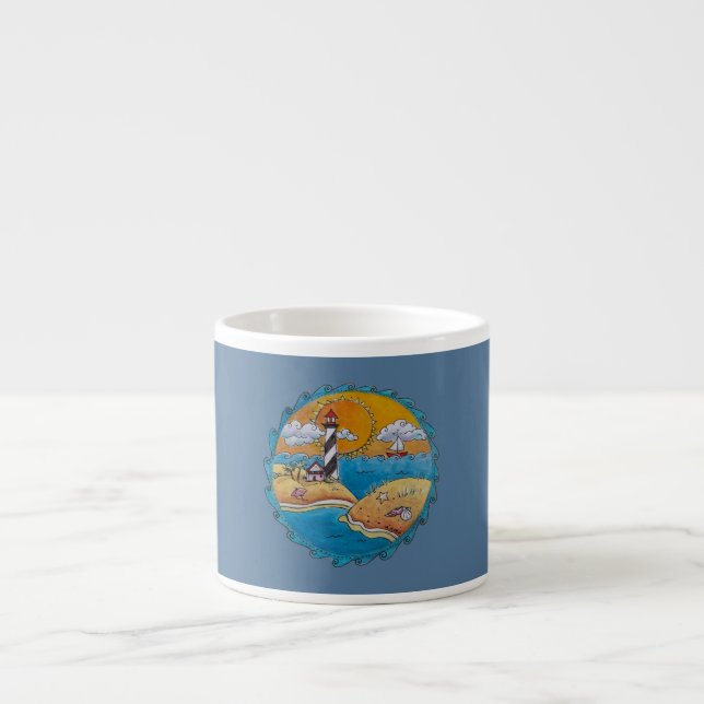 Summer beach fun sunny seashore coastal espresso cup (Front)