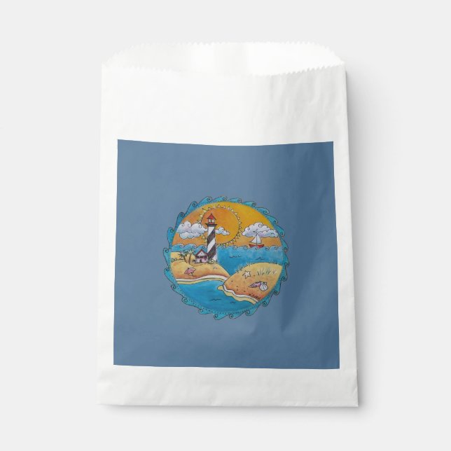 Summer beach fun sunny seashore coastal favour bags (Front)