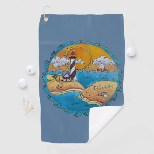 Summer beach fun sunny seashore coastal golf towel