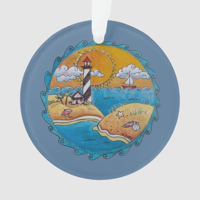 Summer beach fun sunny seashore coastal ornament (Front)