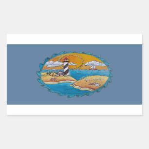 Summer beach fun sunny seashore coastal rectangular sticker