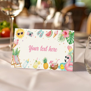 Summer Beach Girl Baby Shower Party Food Tent Place Card