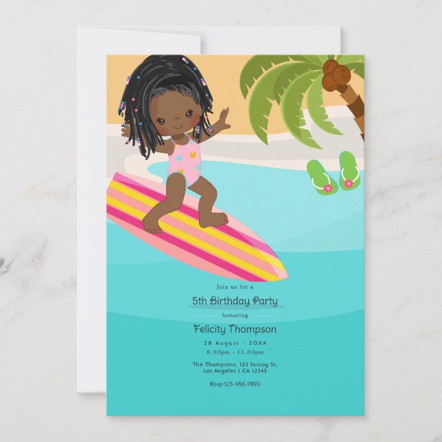 Summer Beach Girl Birthday Party Invitation (Front)