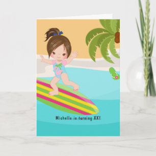 Summer Beach Girl Birthday Party Photo Invitation