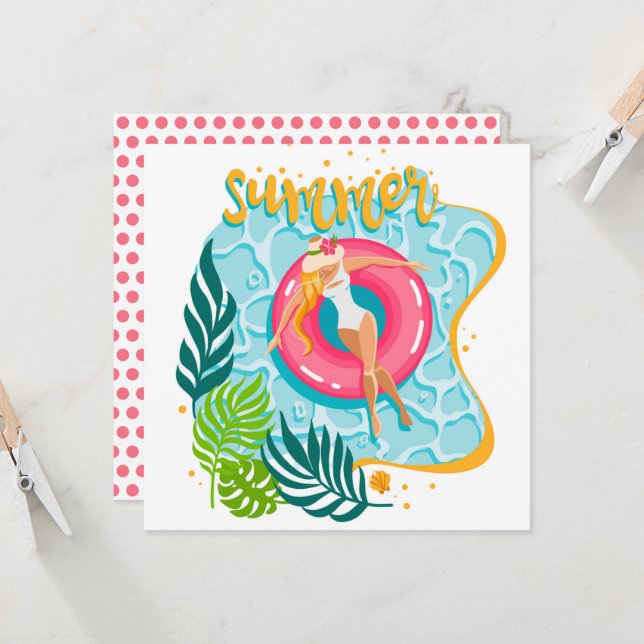 Summer Beach Girl Greeting Card (Front/Back In Situ)