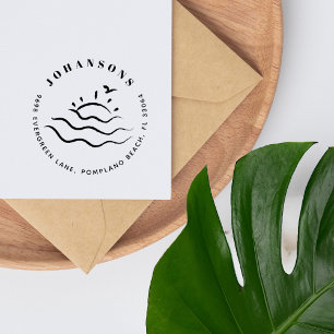 Summer Beach Hand-drawn Family Return Address Self-inking Stamp