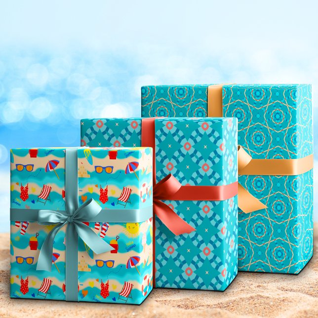 Summer Beach Happy Time Wrapping Paper Sheet (Creator Uploaded)