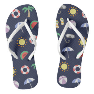 Summer Beach Holiday Blue Pattern Flip Flops