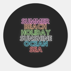 Summer Beach Holiday Sunshine Ocean Sea Holiday Va Classic Round Sticker