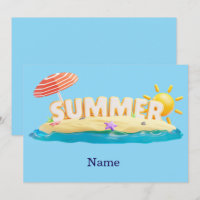 Summer Beach Island 3D Trendy Tropical Vacation