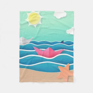 Summer Beach Landscape Fleece Blanket