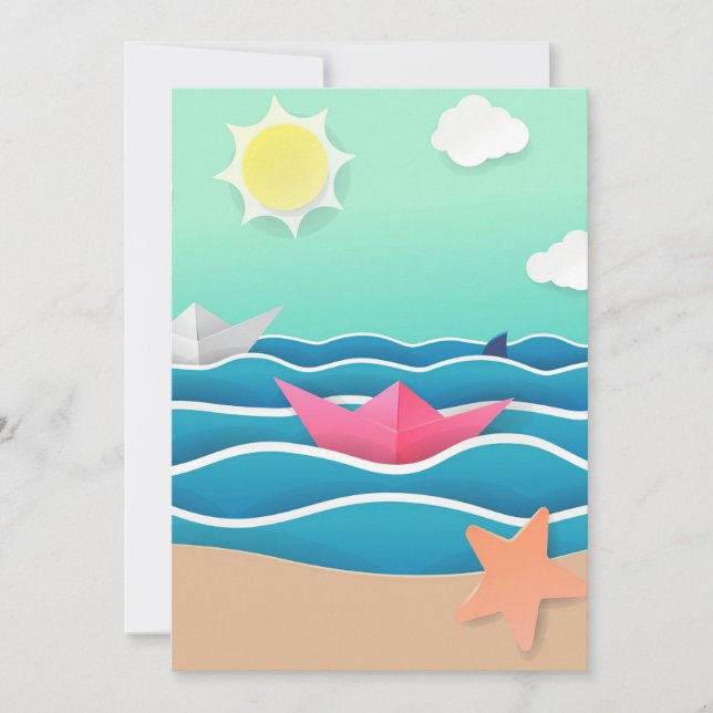 Summer Beach Landscape Thank You Card (Front)