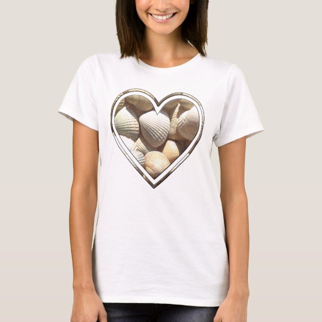 Summer Beach Life, Heart with Seashells T-Shirt (Front)