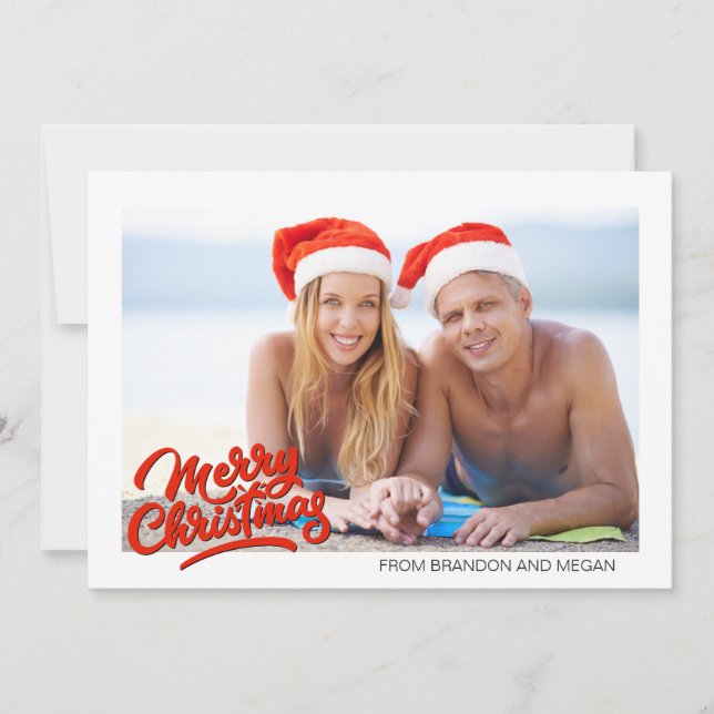 Summer Beach Merry Christmas Photo Holiday Card (Front)