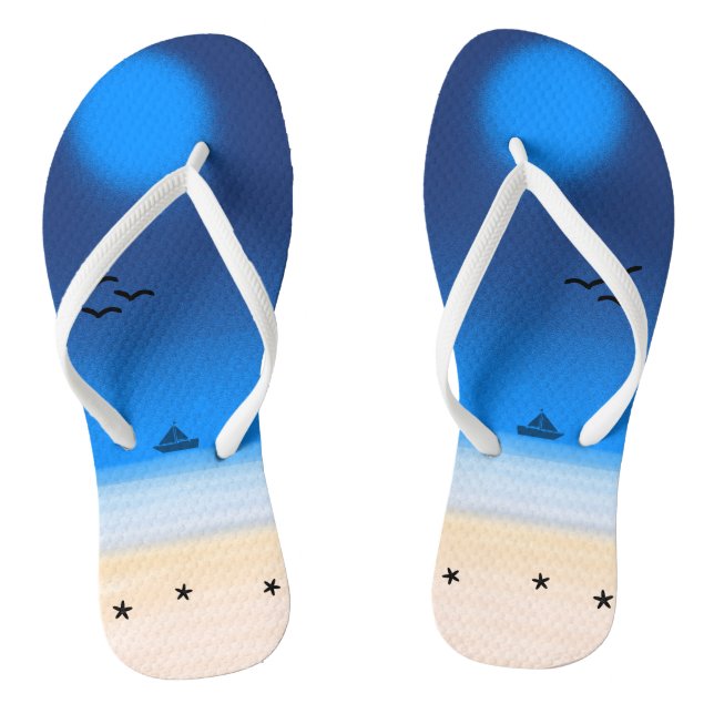 Summer Beach Midnight Blue Flip Flops (Footbed)