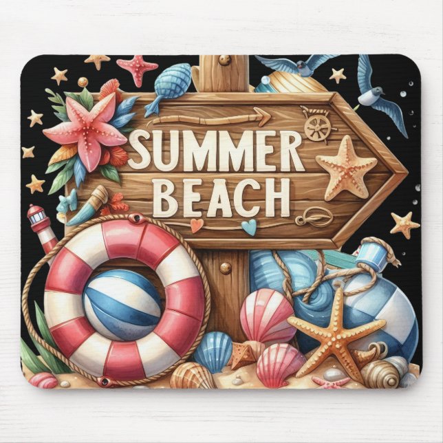 Summer Beach Mouse Mat (Front)
