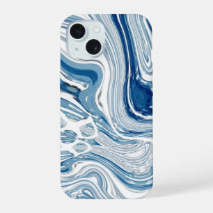 summer beach nautical waves watercolor blue swirls iPhone 15 case
