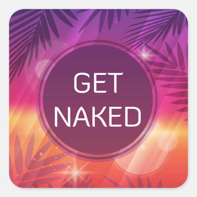 Summer Beach Night Palm Get Naked Square Sticker (Front)