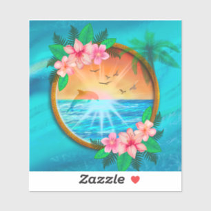 Summer Beach Ocean birds fly in sky and worm sunny