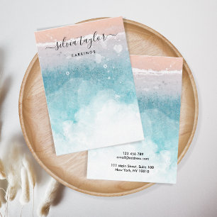 Summer Beach Ocean calligraphy  display card