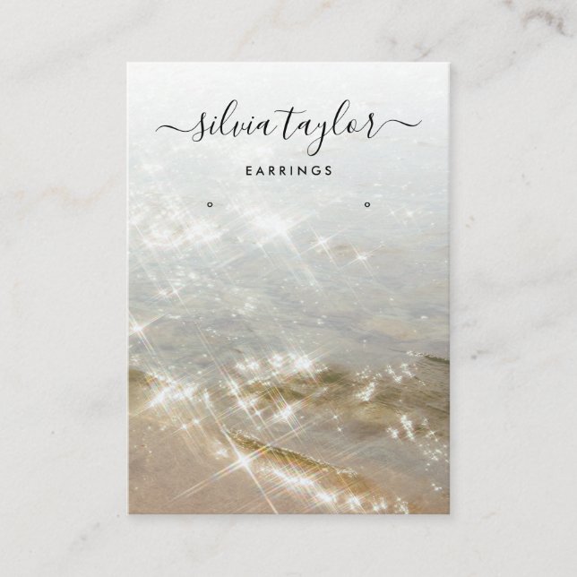 Summer Beach Ocean calligraphy sparkle display Business Card (Front)