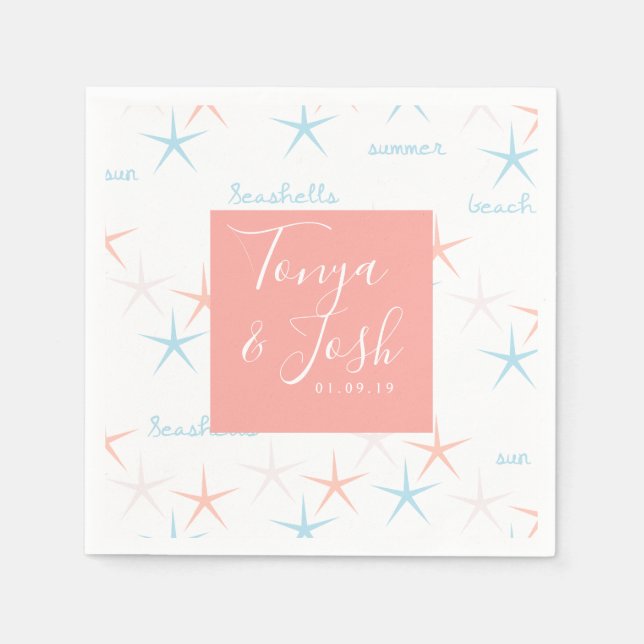Summer Beach Ocean Starfish Abstract Napkin (Front)