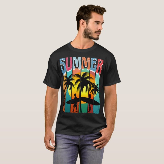 SUMMER BEACH OCEAN SURFER SURFING VACATION T-Shirt (Front Full)