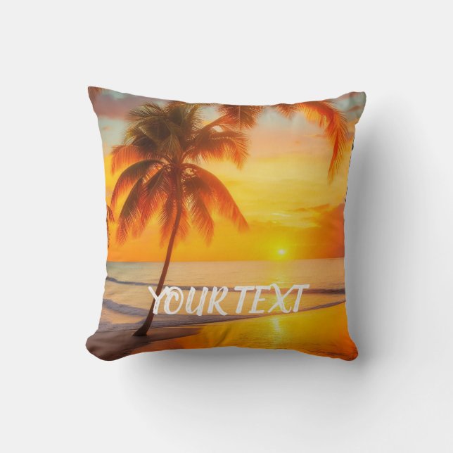 summer beach ocean vacation palm tree sunset cushion (Front)