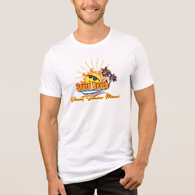 Summer Beach Outfit Ideas, Miami Retro Style Tri-Blend Shirt (Front)